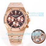 Luxury Clone Audemars Piguet Royal Oak Brown Dial Rose Gold Cal.4401 Chronograph Watch 